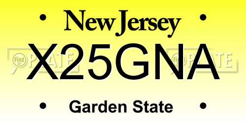 X25GNA New Jersey License Plate
