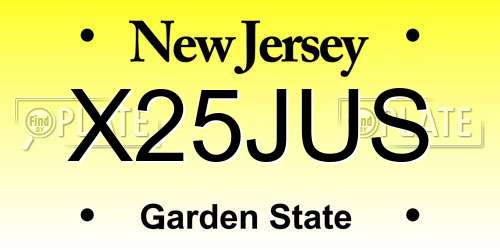 X25JUS New Jersey License Plate