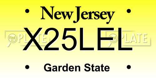 X25LEL New Jersey License Plate