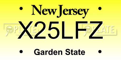 X25LFZ New Jersey License Plate
