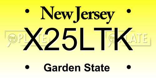 X25LTK New Jersey License Plate