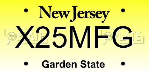 X25MFG New Jersey License Plate