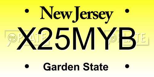 X25MYB New Jersey License Plate