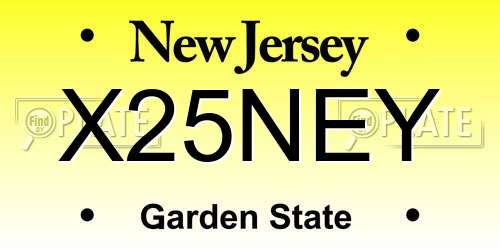 X25NEY New Jersey License Plate