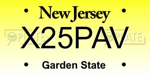 X25PAV New Jersey License Plate