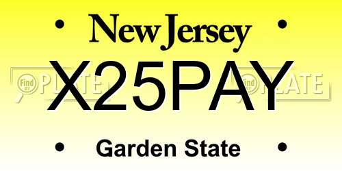 X25PAY New Jersey License Plate