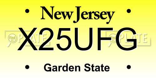 X25UFG New Jersey License Plate
