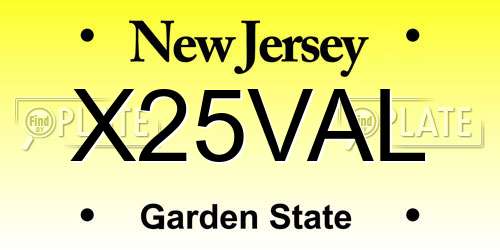 X25VAL New Jersey License Plate