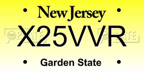 X25VVR New Jersey License Plate