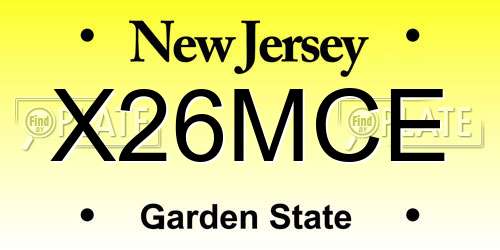 X26MCE New Jersey License Plate