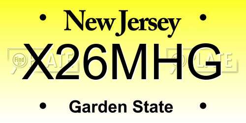 X26MHG New Jersey License Plate