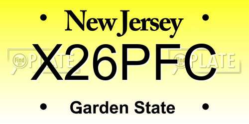 X26PFC New Jersey License Plate