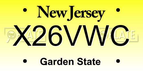 X26VWC New Jersey License Plate