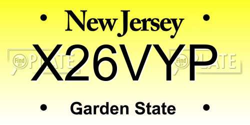 X26VYP New Jersey License Plate