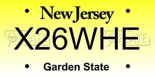 X26WHE New Jersey License Plate