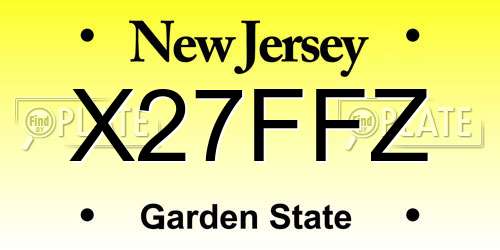 X27FFZ New Jersey License Plate