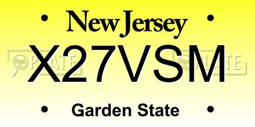 X27VSM New Jersey License Plate
