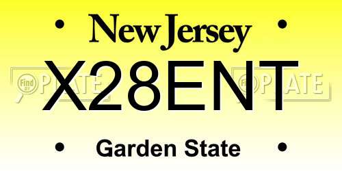 X28ENT New Jersey License Plate