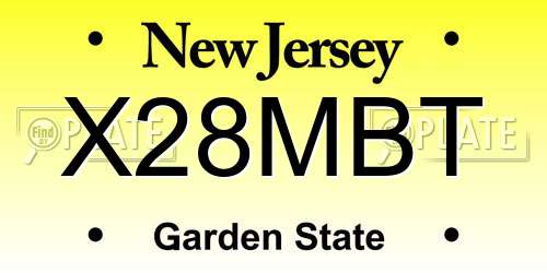 X28MBT New Jersey License Plate