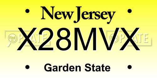 X28MVX New Jersey License Plate
