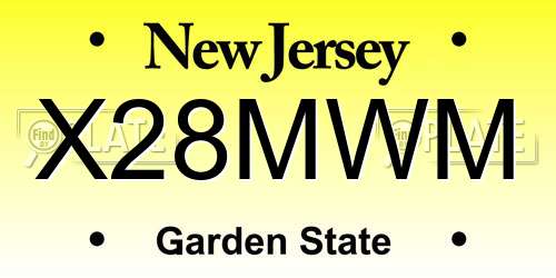 X28MWM New Jersey License Plate