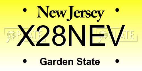 X28NEV New Jersey License Plate