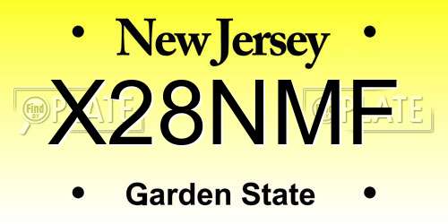 X28NMF New Jersey License Plate