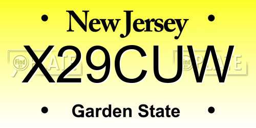 X29CUW New Jersey License Plate