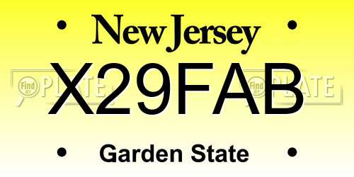X29FAB New Jersey License Plate