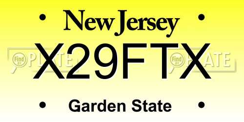 X29FTX New Jersey License Plate