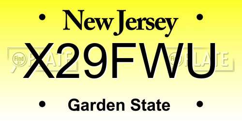 X29FWU New Jersey License Plate