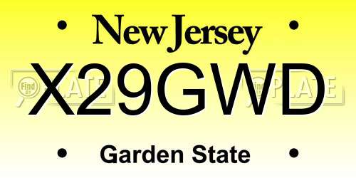 X29GWD New Jersey License Plate