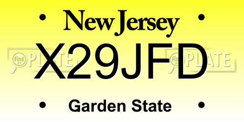 X29JFD New Jersey License Plate