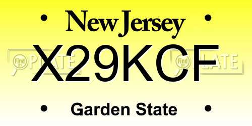 X29KCF New Jersey License Plate