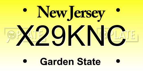 X29KNC New Jersey License Plate