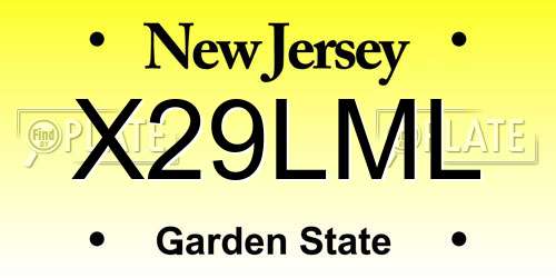 X29LML New Jersey License Plate