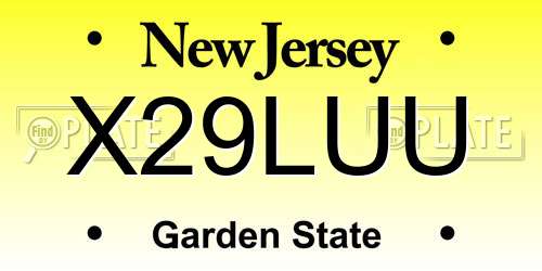 X29LUU New Jersey License Plate