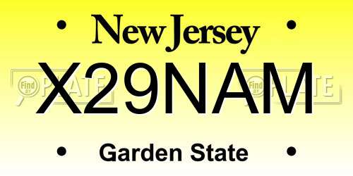 X29NAM New Jersey License Plate