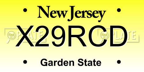 X29RCD New Jersey License Plate