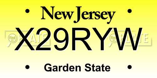 X29RYW New Jersey License Plate