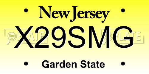 X29SMG New Jersey License Plate