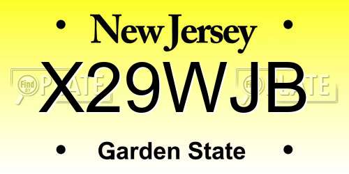 X29WJB New Jersey License Plate