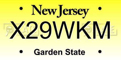 X29WKM New Jersey License Plate