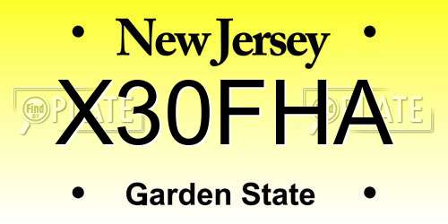 X30FHA New Jersey License Plate