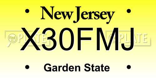 X30FMJ New Jersey License Plate