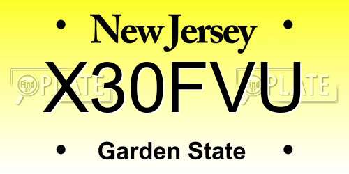 X30FVU New Jersey License Plate