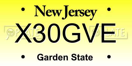 X30GVE New Jersey License Plate