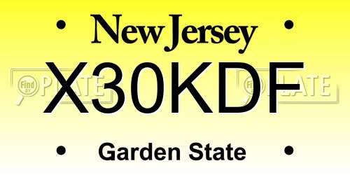 X30KDF New Jersey License Plate