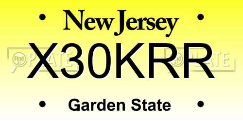 X30KRR New Jersey License Plate