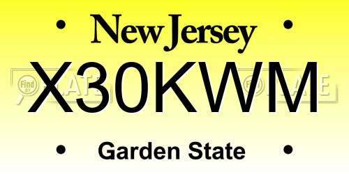 X30KWM New Jersey License Plate